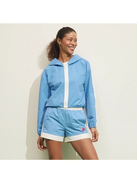 Prince Jackets & Blazers - Prince Light Blue & White Trim Full Zip Nylon Blend Hooded Jacket -- Women's XS